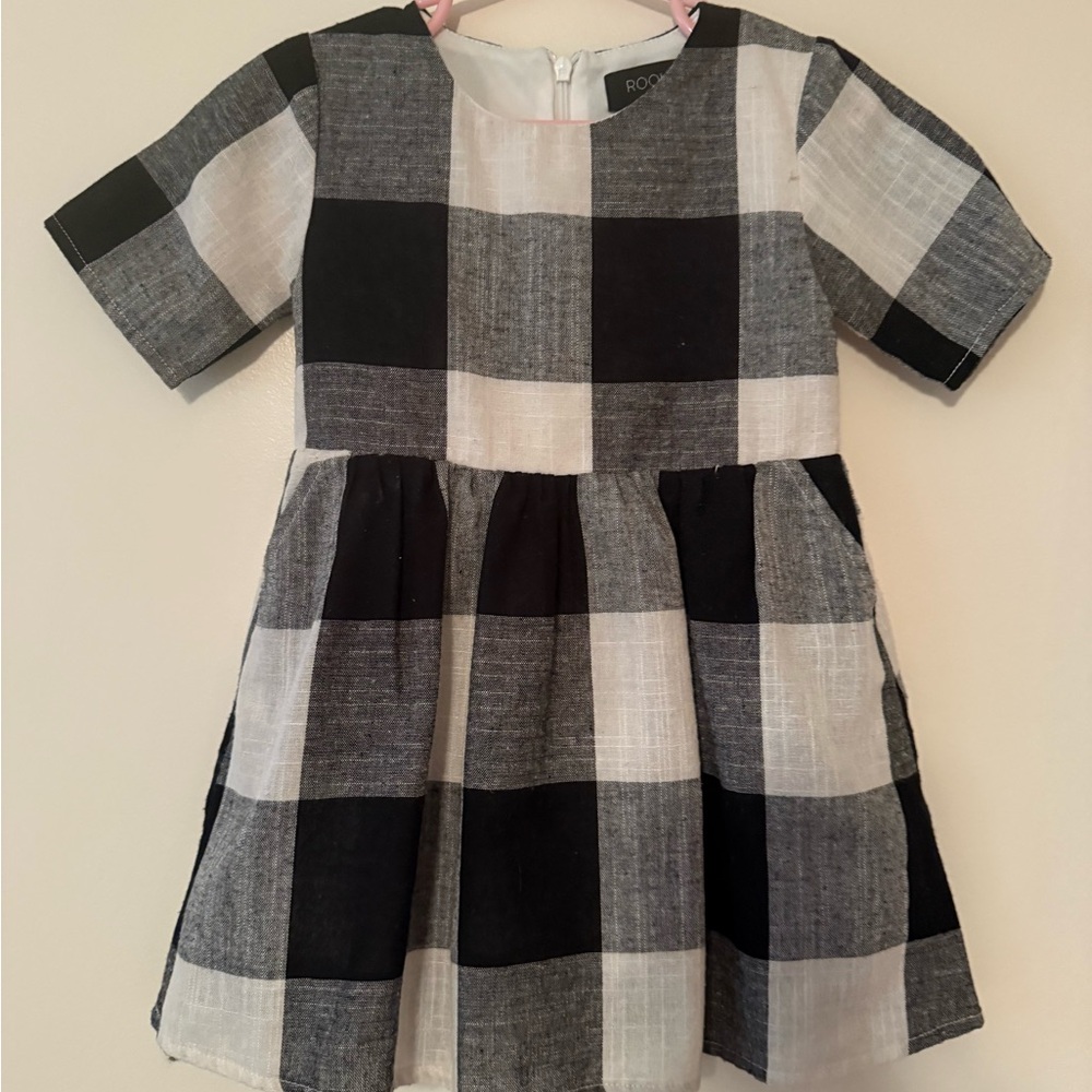 Roolee Kids Black and White Plaid Dress